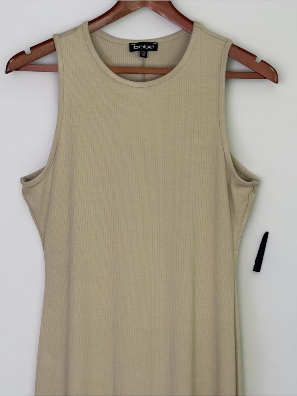 NWT Bebe Ribbed A-Line Maxi Tank Dress Light Olive Green M - Picture 5 of 14